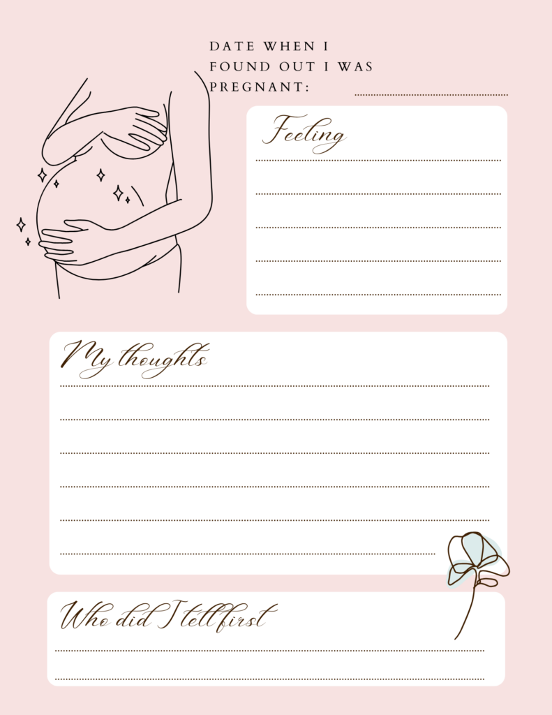 Example of the pregnancy journal for moms-to-be in Pittsburgh, PA