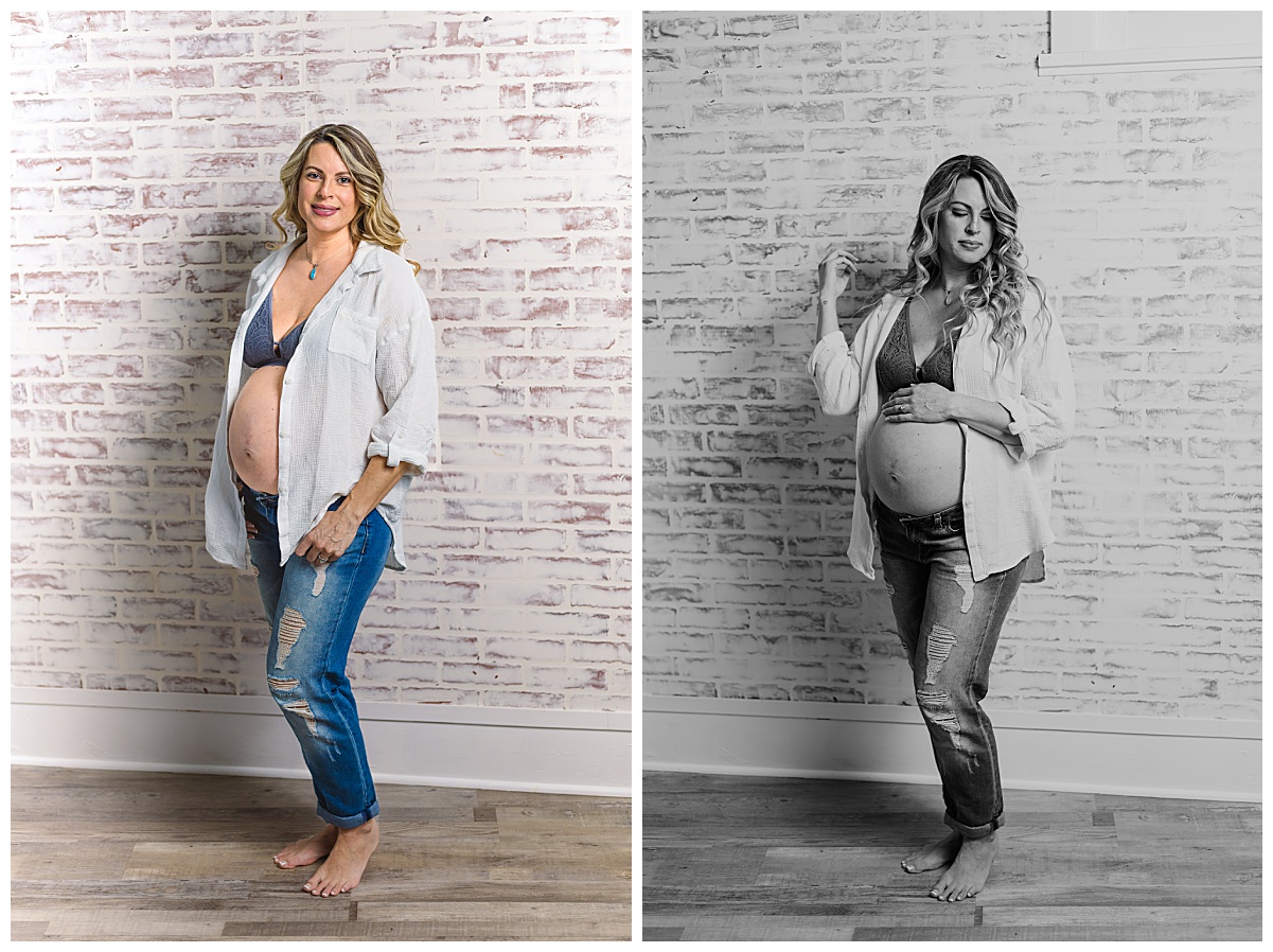 Beautiful mom to be during a studio maternity session in Wexford PA