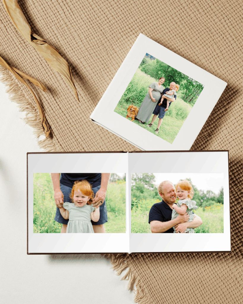 A families photo album on display after a maternity session in wexford