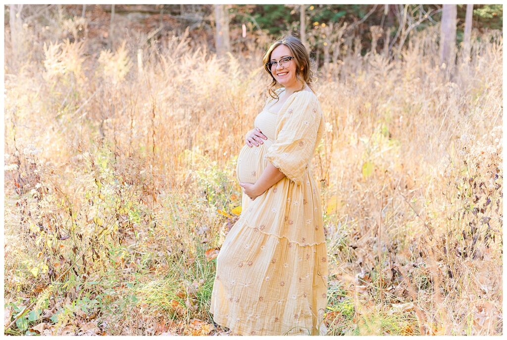 A mama to be during her maternity session in Crouse Run Nature Reserve in Allison Park, PA.