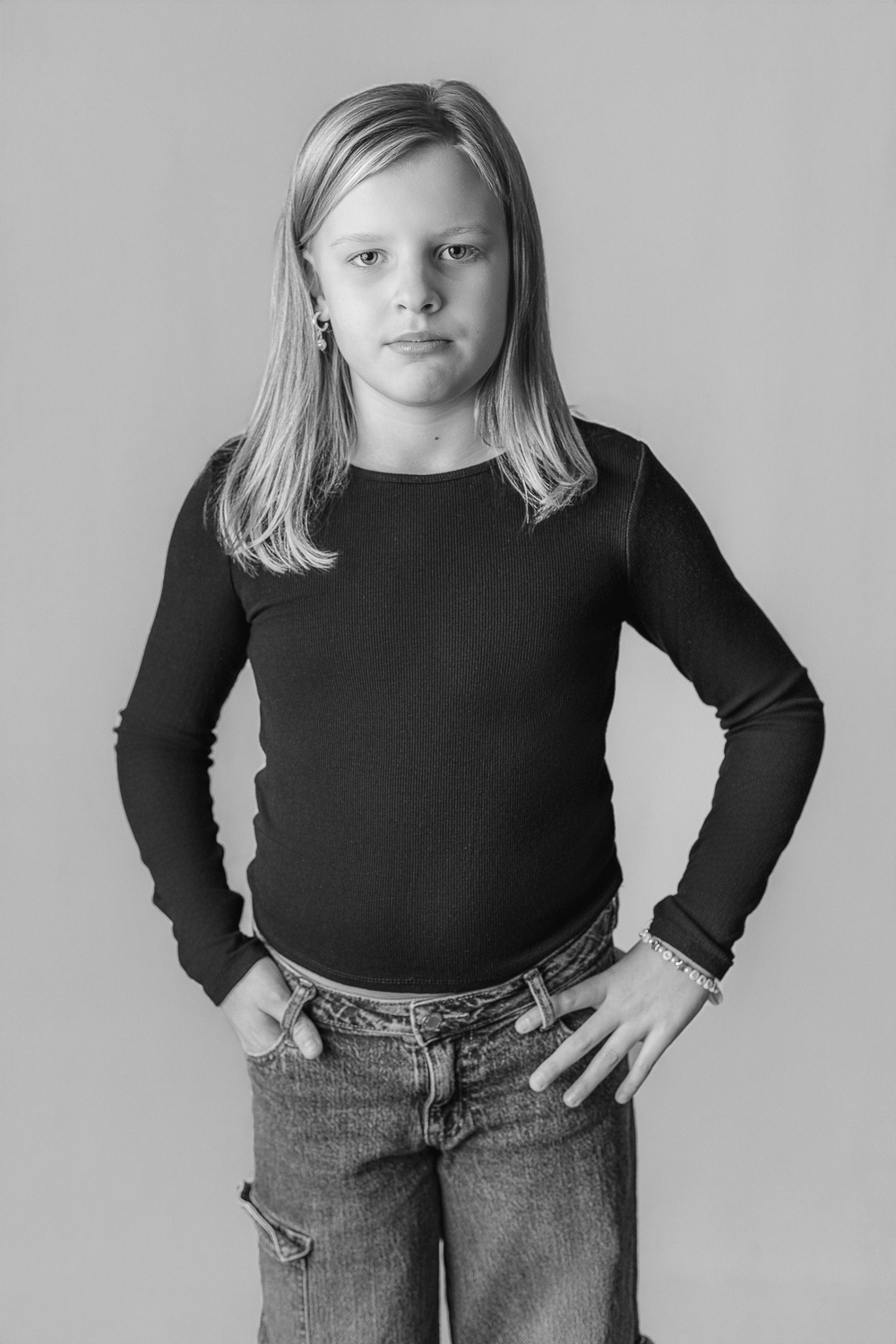 Soft expression photographed during a calm children’s portrait session in a Pittsburgh studio